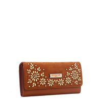 FLORAL LEAF TRIFOLD LONG WALLET