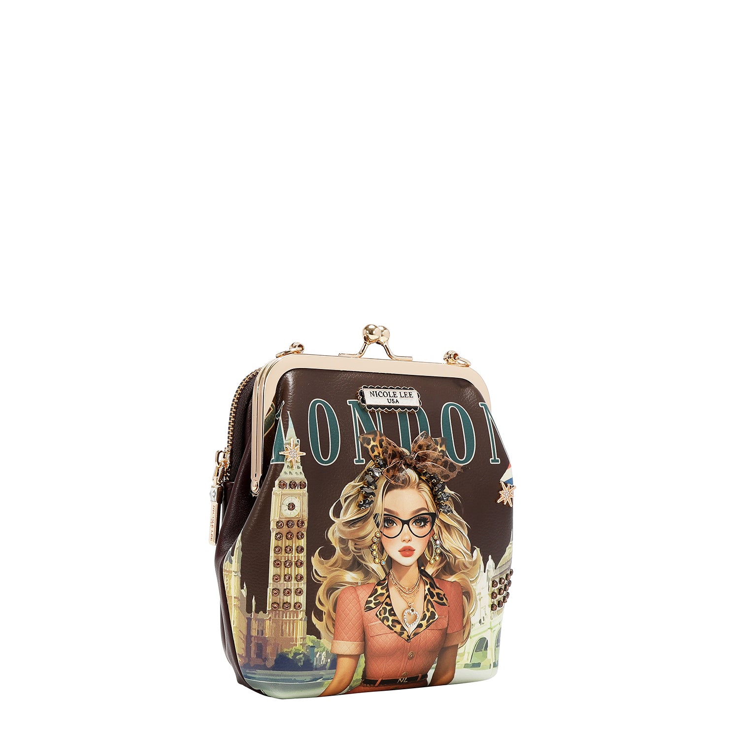 KISS LOCK 2 COMPARTMENT CROSSBODY BAG