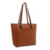 Our Nicole Lee Sun and Sand Tote bag. The back is Brown quilted tote bag with black straps set on a white background