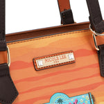 Close-up with a visible Nicole lee brand label set on a white background