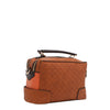 our Sun and Sand Brown quilted  back crossbody bag with a handle set on a white background