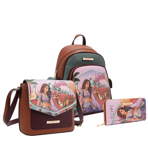 QUEEN CLEOPATRA 3 PIECE SET (BACKPACK, CROSSBODY, WALLET)