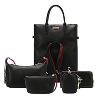 LONDON EYE 5 PC CONVERTIBLE BAG / BACKPACK SET (LARGE CONVERTIBLE BAG / BACKPACK, CROSSBODY, POUCH, COINPURSE, WALLET)
