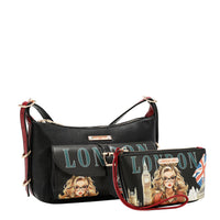 LONDON EYE 5 PC CONVERTIBLE BAG / BACKPACK SET (LARGE CONVERTIBLE BAG / BACKPACK, CROSSBODY, POUCH, COINPURSE, WALLET)
