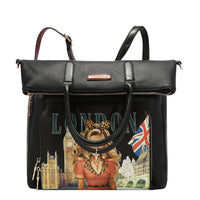LONDON EYE 5 PC CONVERTIBLE BAG / BACKPACK SET (LARGE CONVERTIBLE BAG / BACKPACK, CROSSBODY, POUCH, COINPURSE, WALLET)