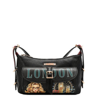 LONDON EYE 5 PC CONVERTIBLE BAG / BACKPACK SET (LARGE CONVERTIBLE BAG / BACKPACK, CROSSBODY, POUCH, COINPURSE, WALLET)
