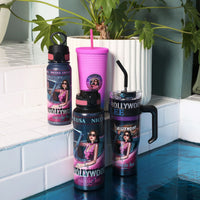 OUR COLLETION OF TUMBLERS  IN OUR HOLLYWOOD DRIVE DESIGN SET IN A MODERN BACKGROUND.