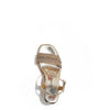 Kali Espadrille Wedge sandal in gold.  Fitted with 1 adjustable buckle. .The insole is gold with the Nicole Lee logo.