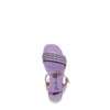 Kali Espadrille Wedge sandal in purple.  Fitted with 1 adjustable buckle. .The insole is purple with the Nicole Lee logo. The edge is velvet