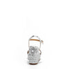 The platform  wedge is adorned with silver rhinestones and  braid detailing.