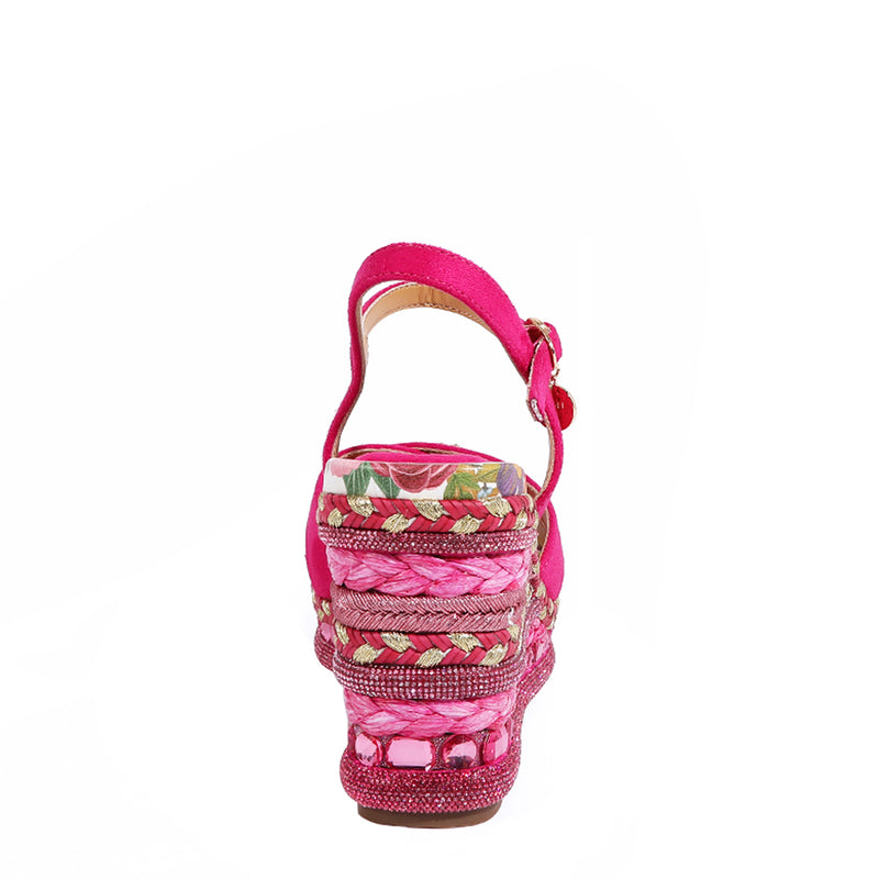 THE BACK OF BONNIE ESPADRILLE WEDGE SANDAL. FEATURING THE STUNNING MIX OF TEXTURES.