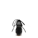 MAYA WRAP ESPADRILLE WEDGE SANDAL BACK WITH 4" PLATFORM WEDGE.
