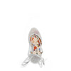 MAYA WRAP ESPADRILLE WEDGE SANDAL FROM A VIEW FROM ABOVE. FEATURES RHINESTONE MESH TOE CAP. TWO STRAPS THAT ARE TIED IN A BOW SHAPE.  THE INSOLE HAS A FLORAL PRINT.