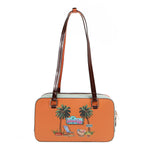 Our Sun and Sand Shoulder bag with beach-themed design set on a white background