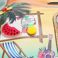Closer look at our 3D Sun and Sand tropical Design  featuring a 3dD watermelon, pineapple.
