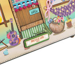Close-up of our 'nicole lee' logo on the front of our Nicole Lee Sun and Sand Shoulder handbag. 