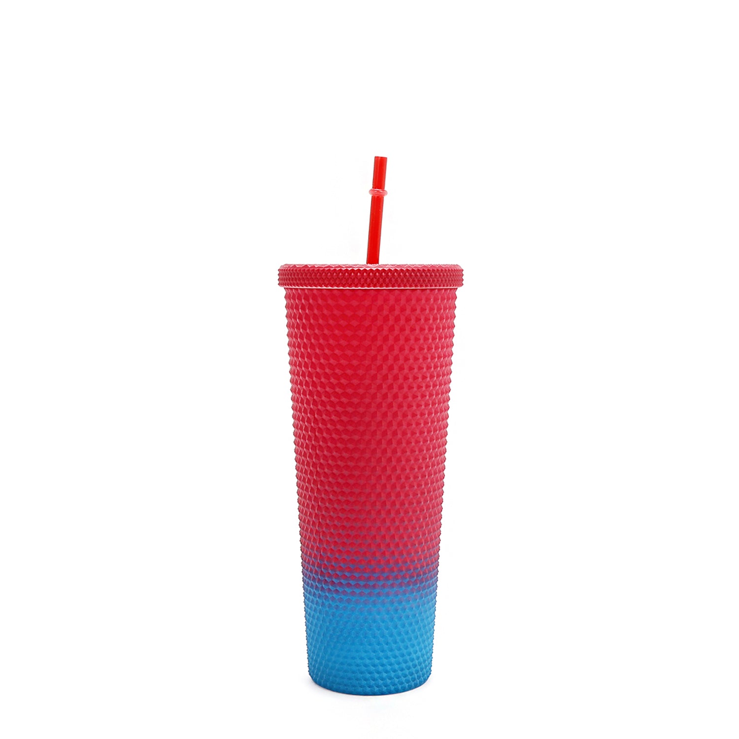 24 OZ STUDDED TUMBLER WITH STRAW
