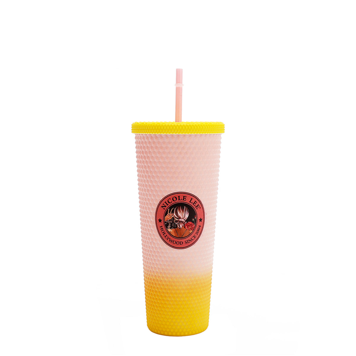 24 OZ STUDDED TUMBLER WITH STRAW