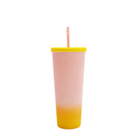 24 OZ STUDDED TUMBLER WITH STRAW