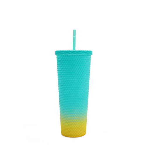 24 OZ STUDDED TUMBLER WITH STRAW