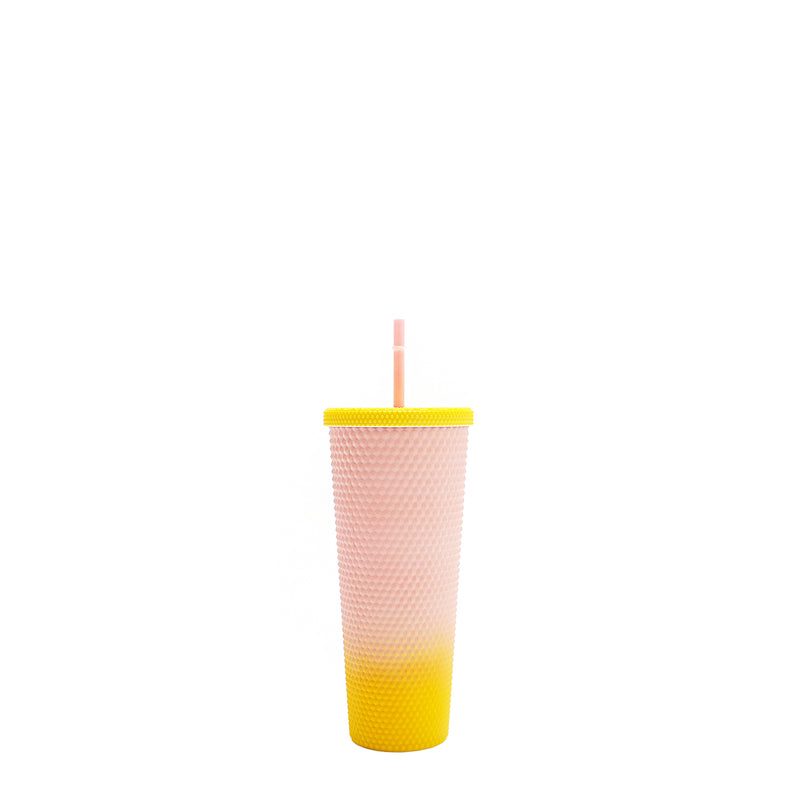 24 OZ STUDDED TUMBLER WITH STRAW