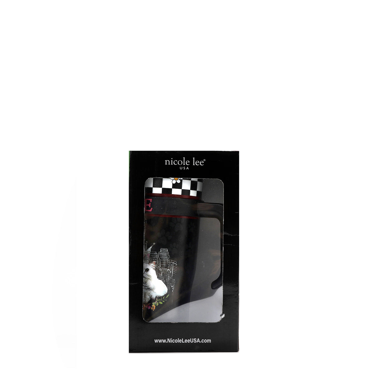 TUMBLER INSIDE OUR BLACK NICOLE LEE ORIGINAL BOX.