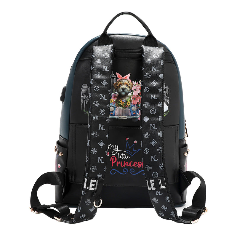 LARGE USB FASHION BACKPACK WITH CHARGING PORT AND POUCH