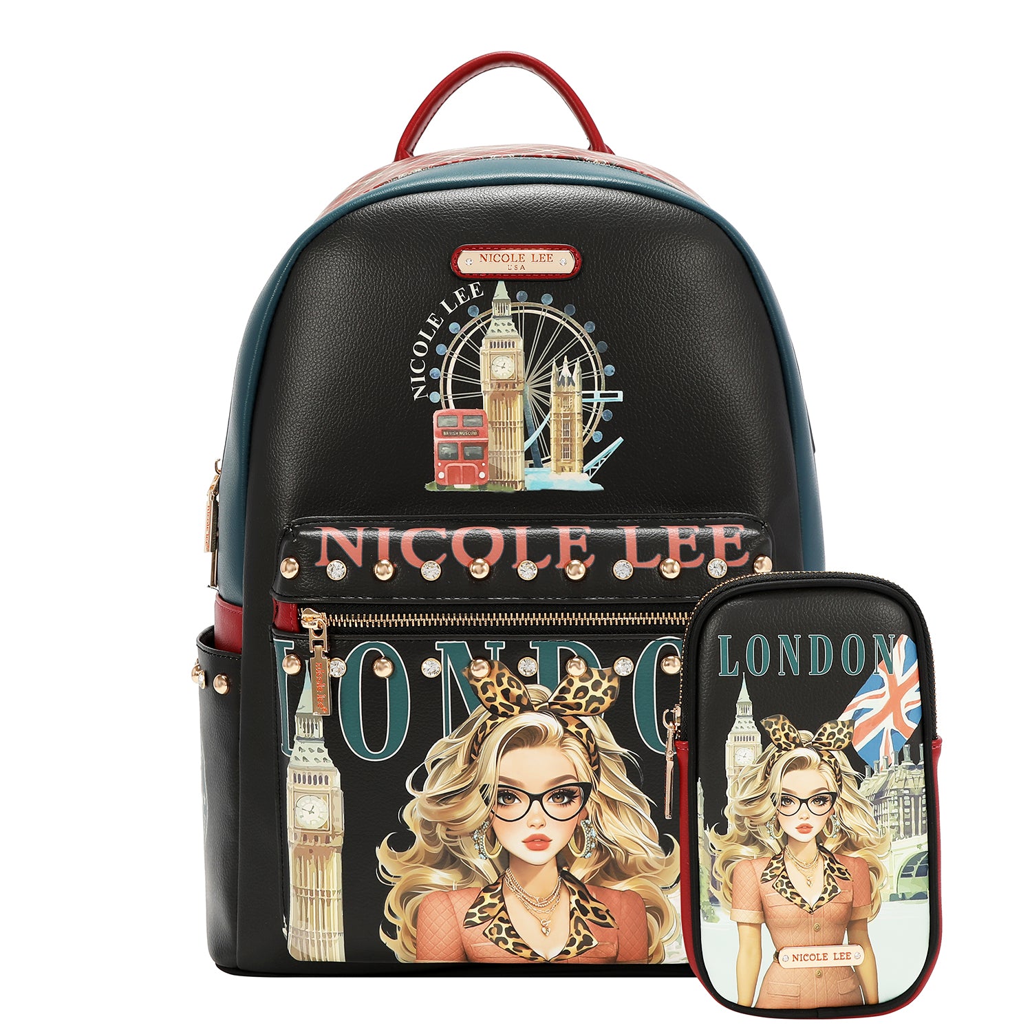 LARGE USB FASHION BACKPACK WITH CHARGING PORT AND POUCH