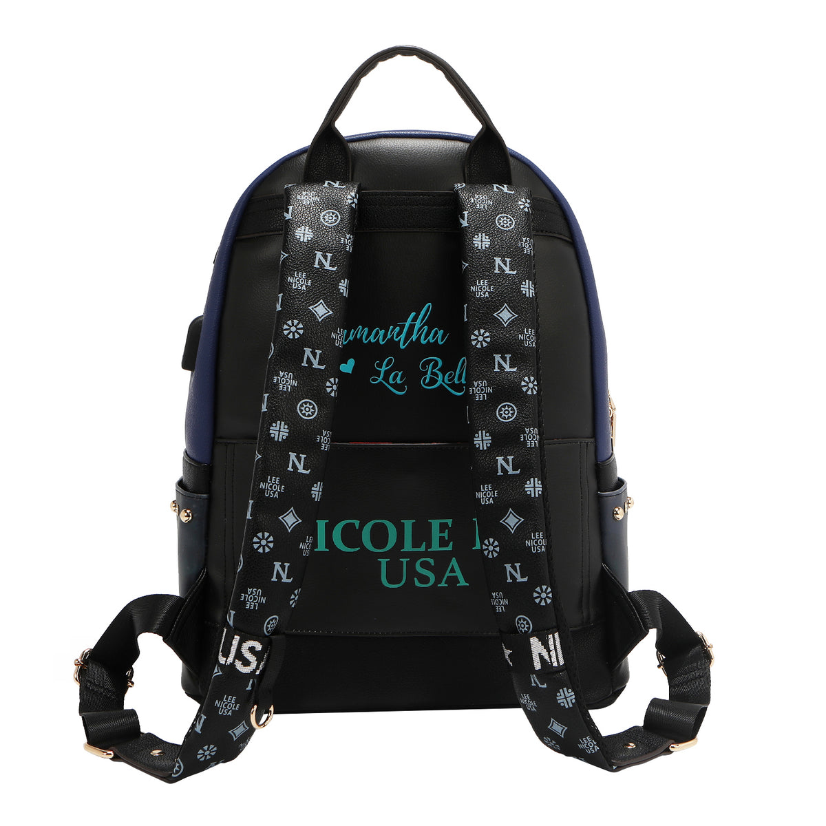 LARGE USB FASHION BACKPACK WITH CHARGING PORT AND POUCH