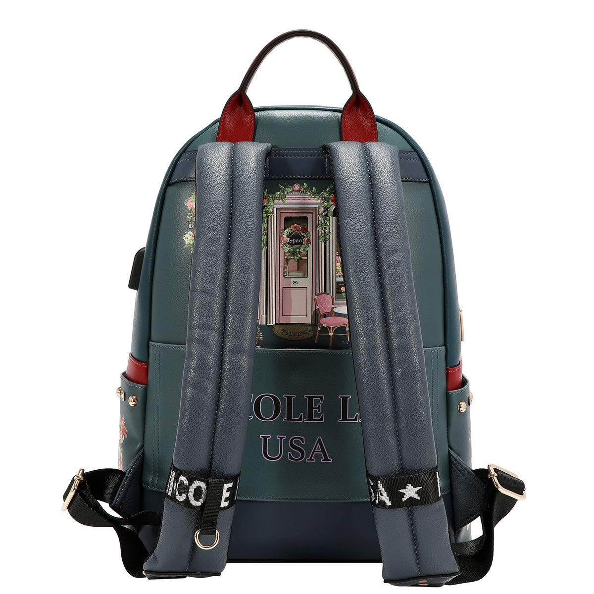 LARGE USB FASHION BACKPACK WITH CHARGING PORT AND POUCH