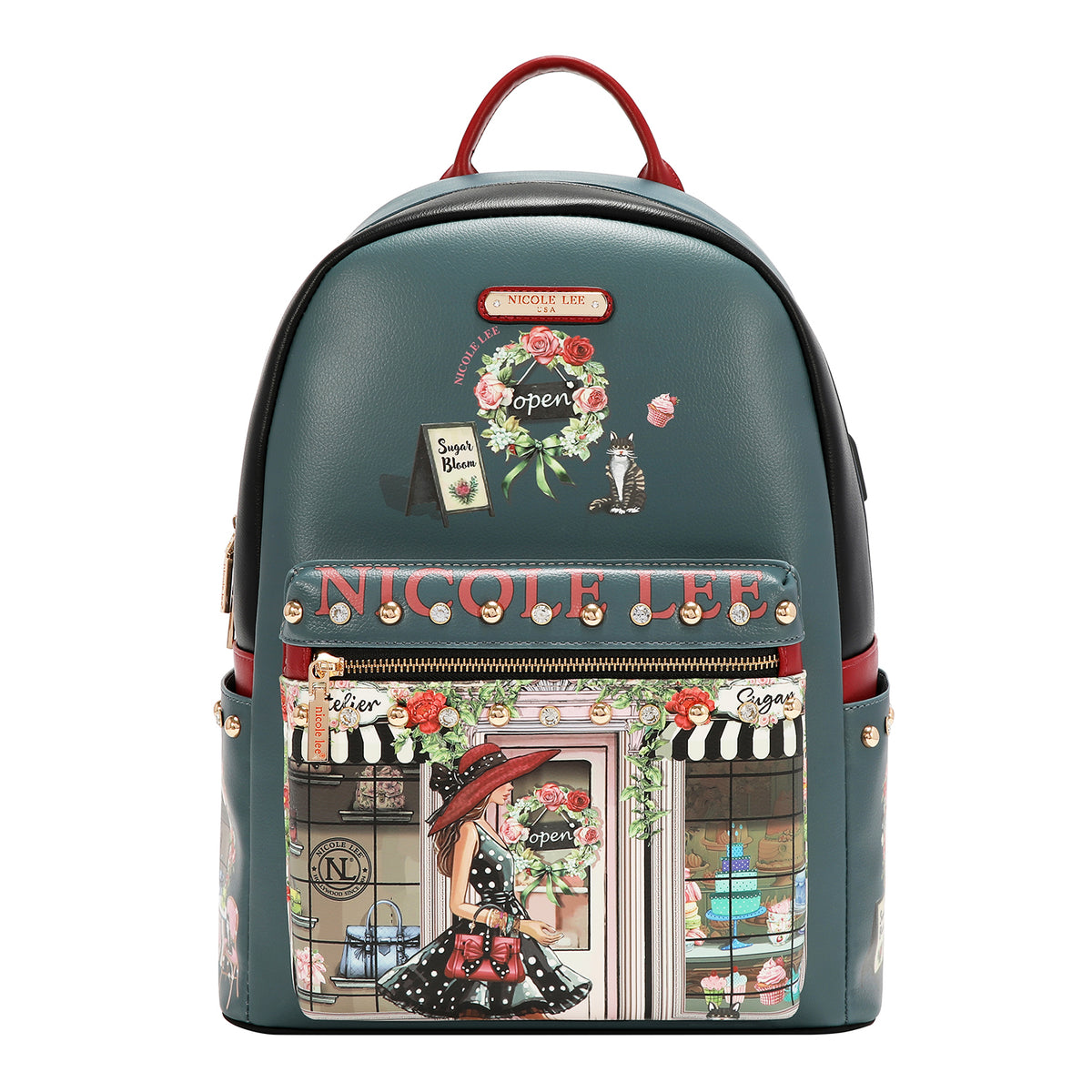 LARGE USB FASHION BACKPACK WITH CHARGING PORT AND POUCH