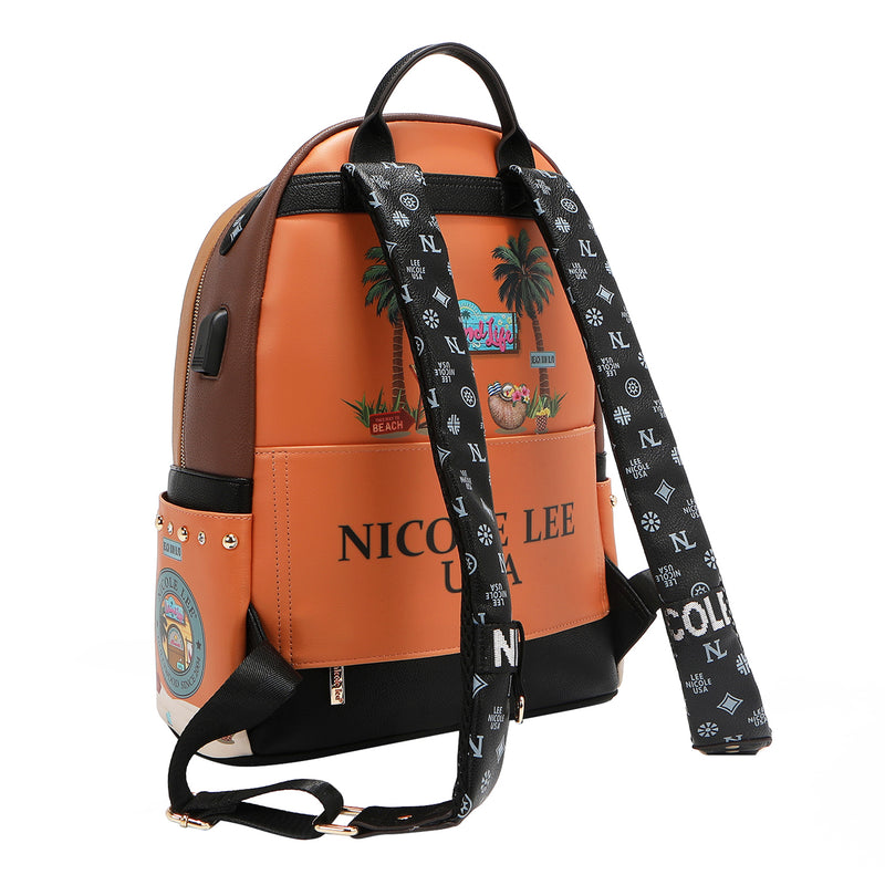 LARGE USB FASHION BACKPACK WITH CHARGING PORT AND POUCH