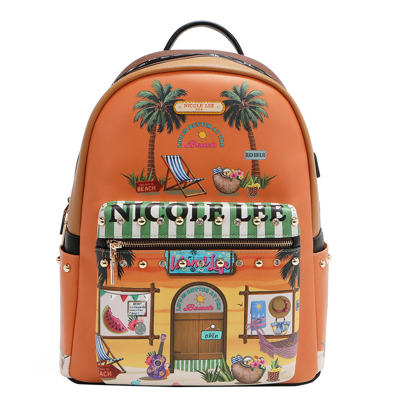 LARGE USB FASHION BACKPACK WITH CHARGING PORT AND POUCH