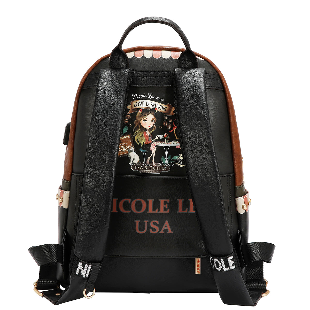 LARGE USB FASHION BACKPACK WITH CHARGING PORT AND POUCH