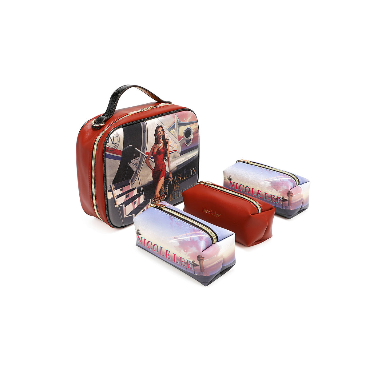 TRAVEL HANDBAG WITH POUCH SET