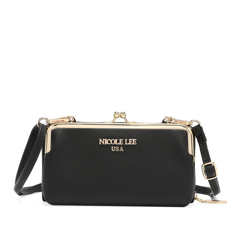 Kiss Lock Leather Crossbody Wallet with Strap, Women's Solid Classic Wallet  Bag – Nicole Lee Online
