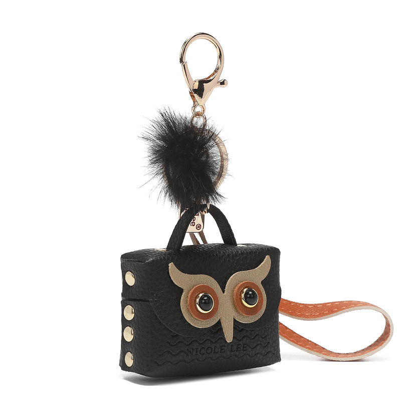 Owl Airpods Case Vegan Leather Wristlet Keychain, Fashion